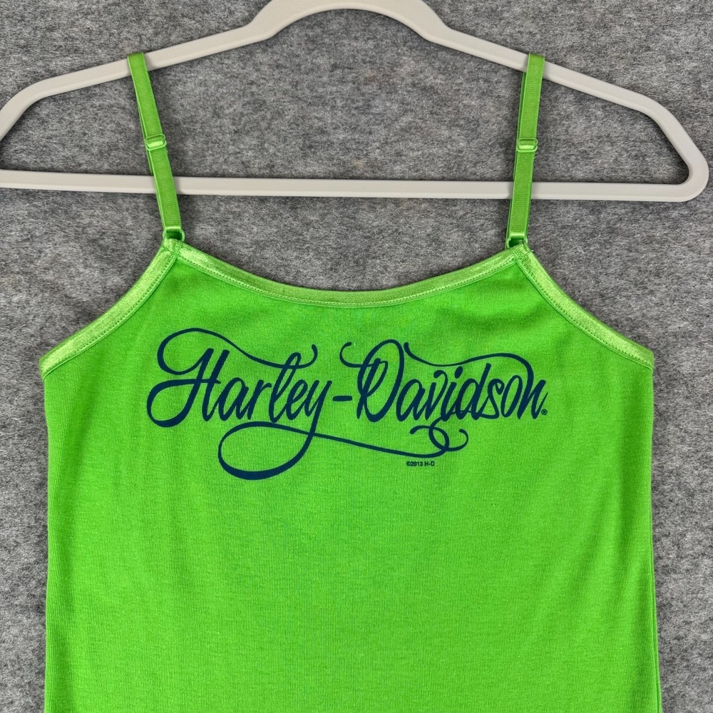 Harley Davidson Cami Tank Top Green 2013 Boswell's Cookeville TN Womens Small S - Picture 2 of 8